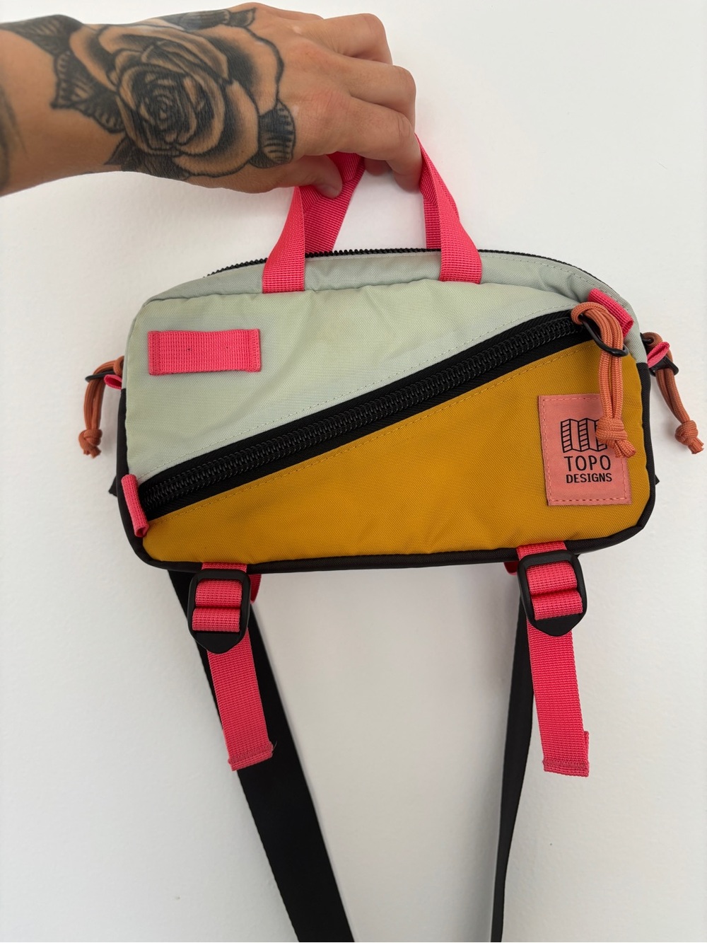 Topo Designs Yellow & Cream Men’s Belt Bag with Pink Trim
